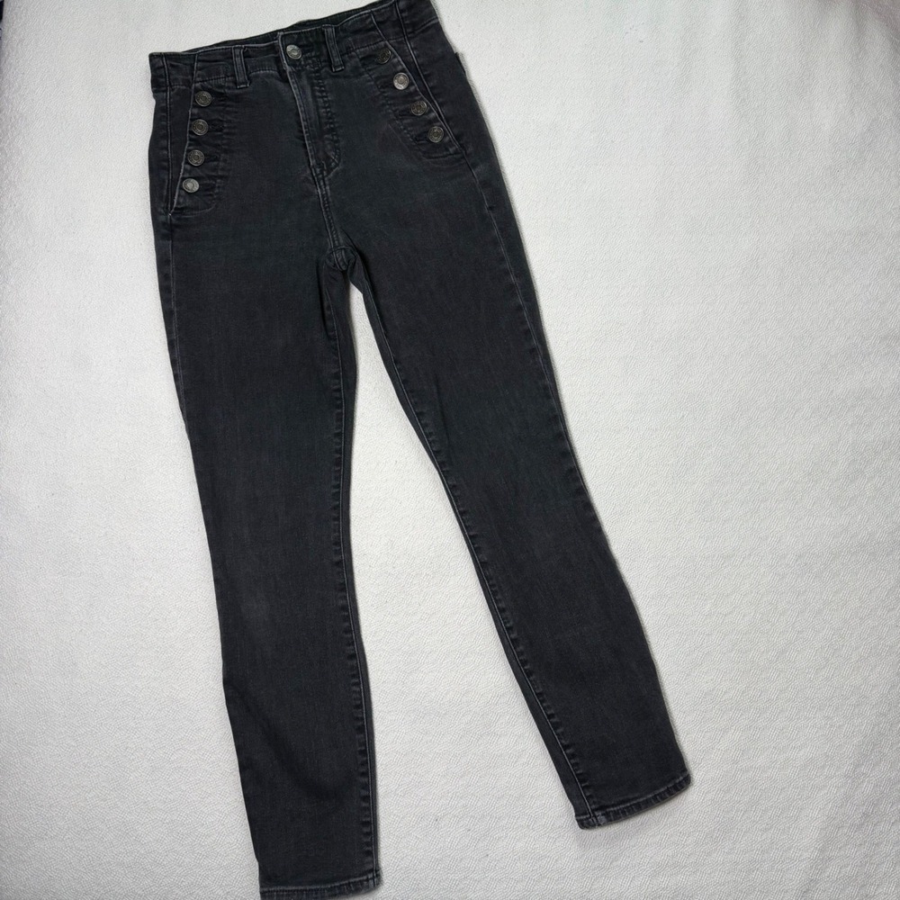 Gap True Skinny High Rise Button Front Sailor Jeans Black Size 25 0R